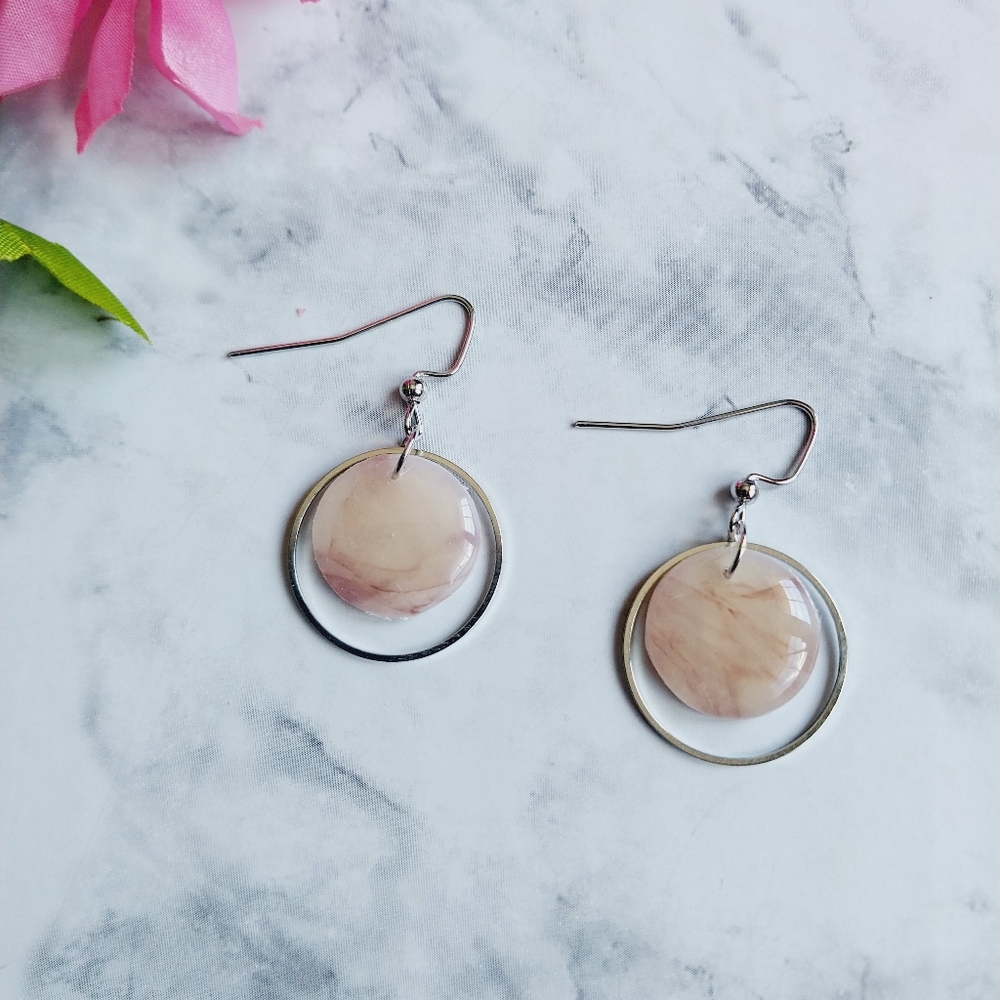 OpalGlaze Quartz Clay Earrings Coffee White colors Hand crafted Earrings.
